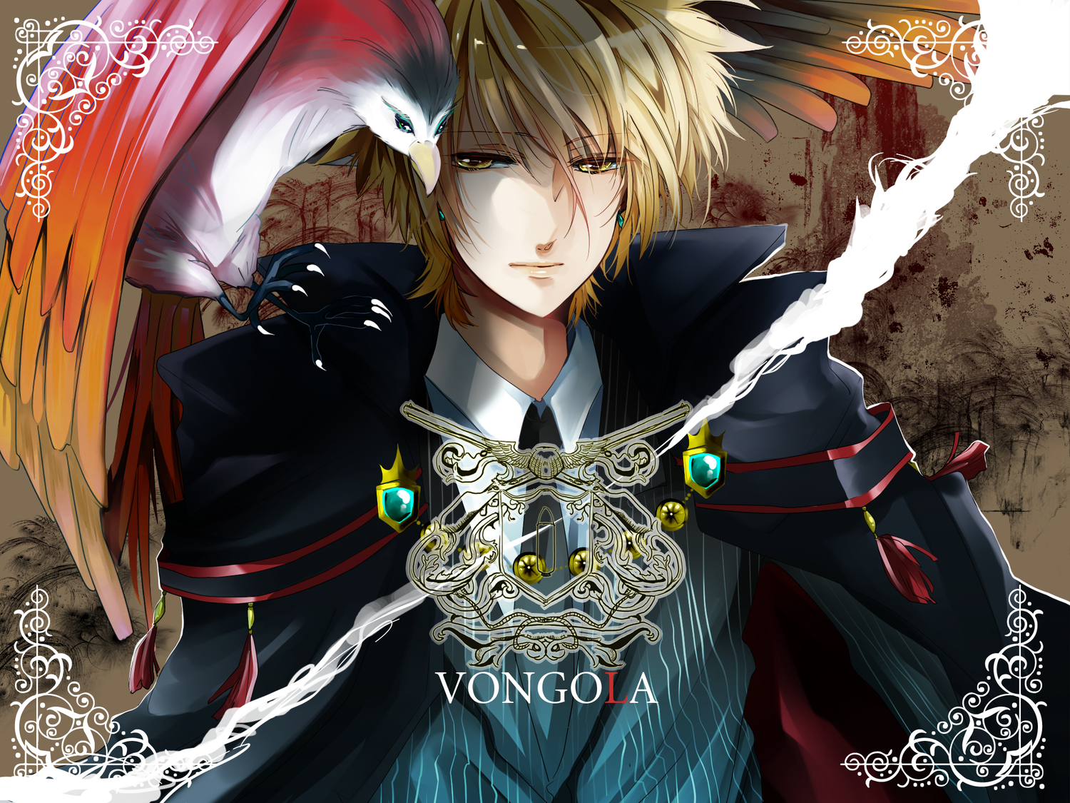 all_male, animal, bird, blonde_hair, cape, giotto, katekyou_hitman_reborn, male
