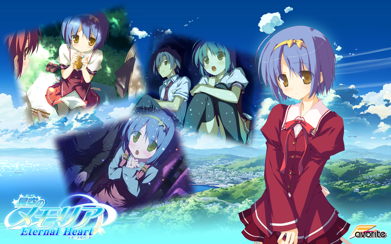 aoi_isuzu, blue_hair, brown_eyes, favorite, hoshizora_no_memoria, school_uniform, shida_kazuhiro, short_hair