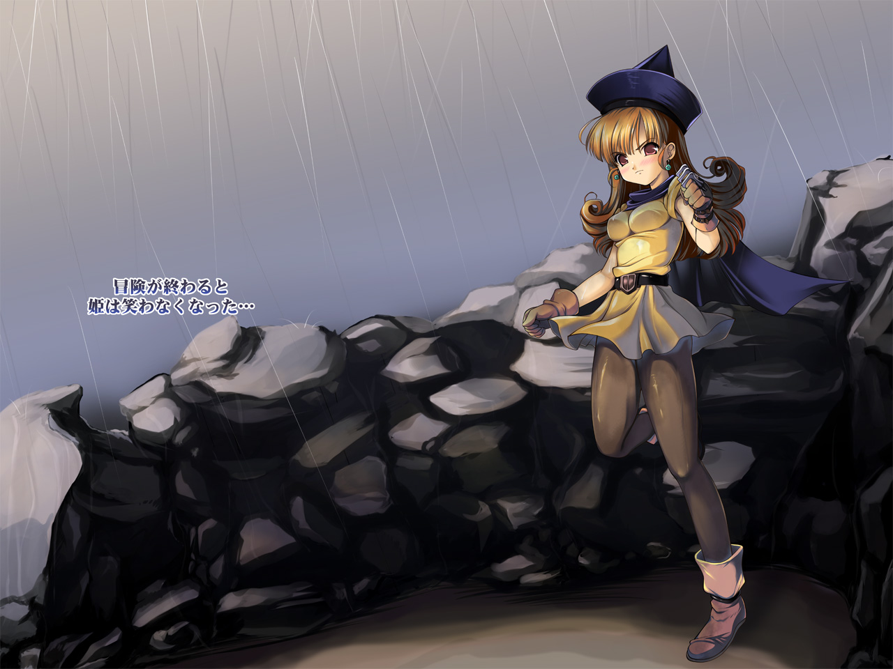 alena, boots, brown_hair, dragon_quest, dragon_quest_iv, dress, gloves, hat