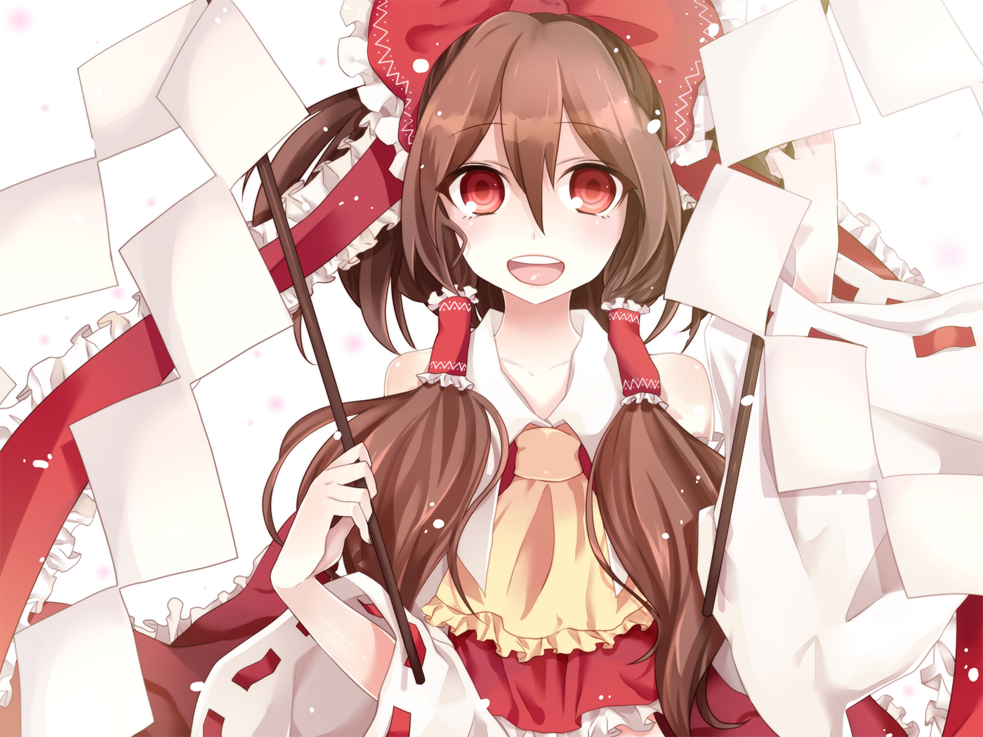bow, brown_hair, hakurei_reimu, hanasaki_mahiru, japanese_clothes, miko, red_eyes, touhou
