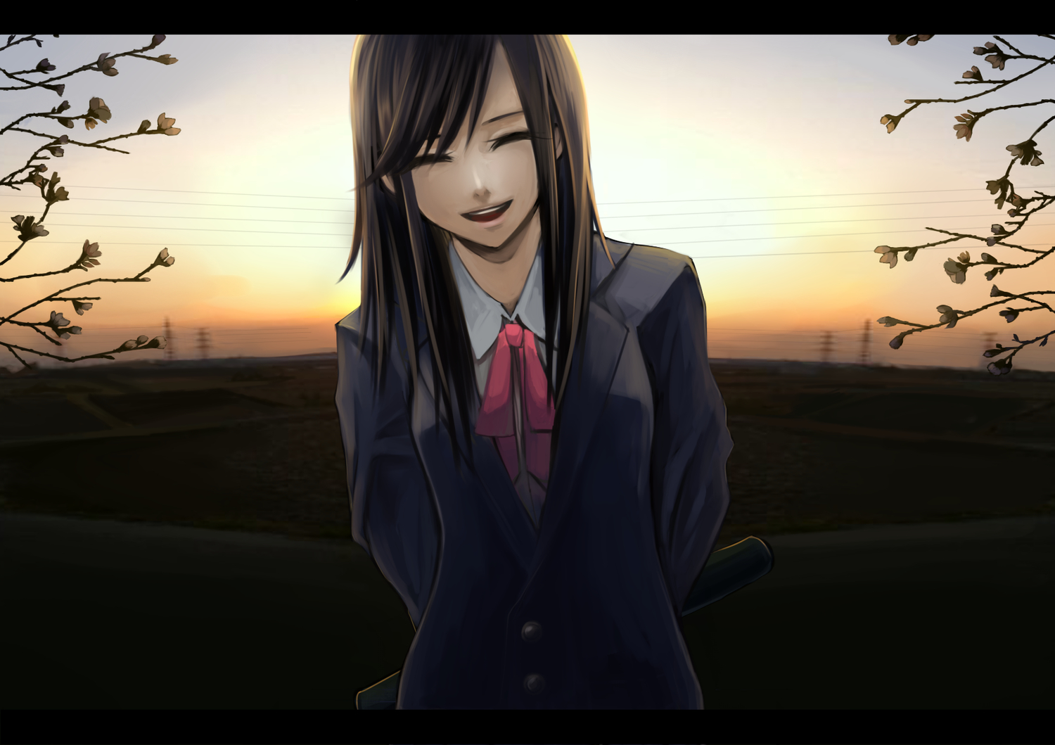 sayoko, sayonara_memories, school_uniform, sunset