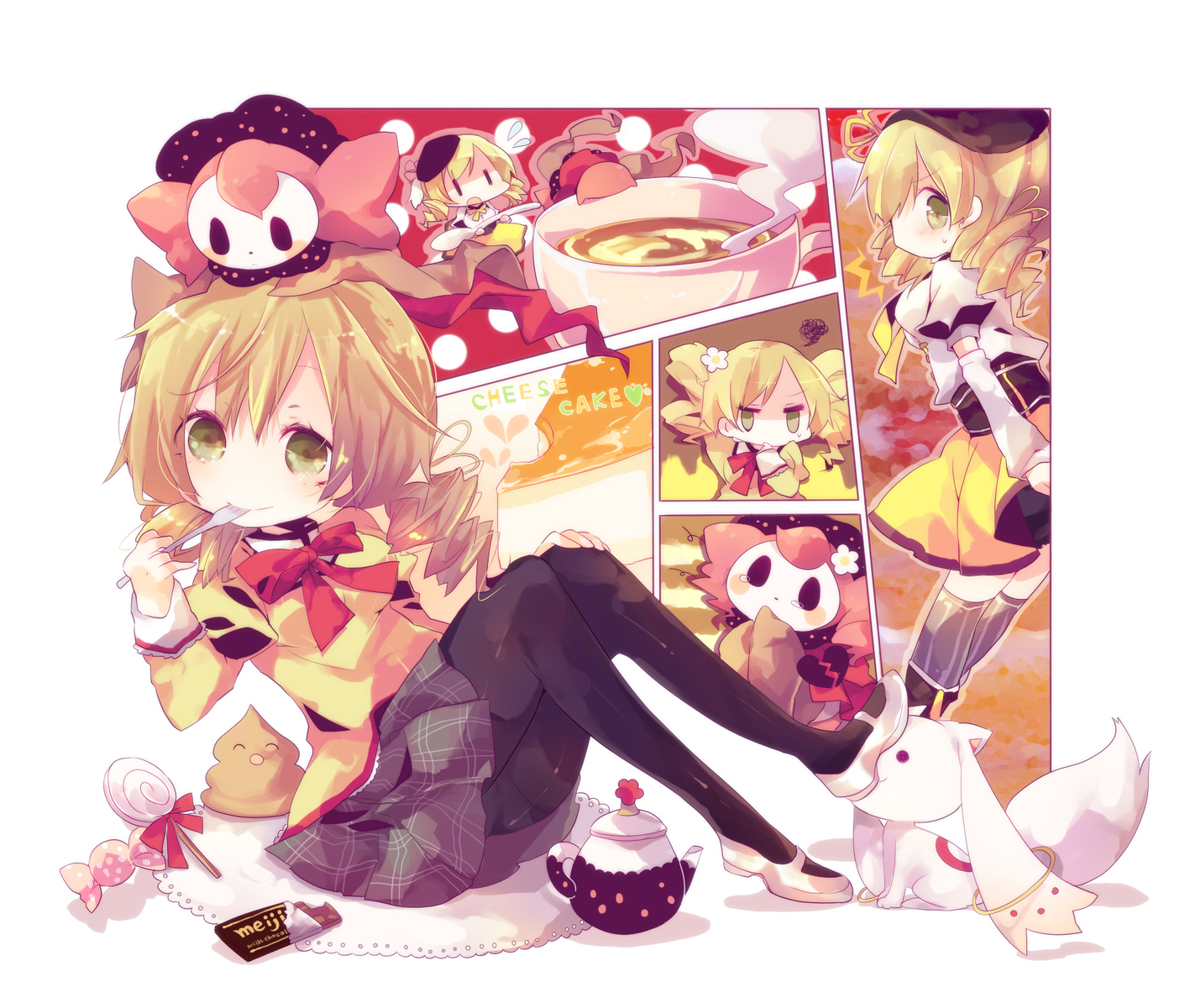 ana_(rznuscrf), charlotte_(mahou_shoujo_madoka_magica), kyuubee, mahou_shoujo_madoka_magica, tomoe_mami