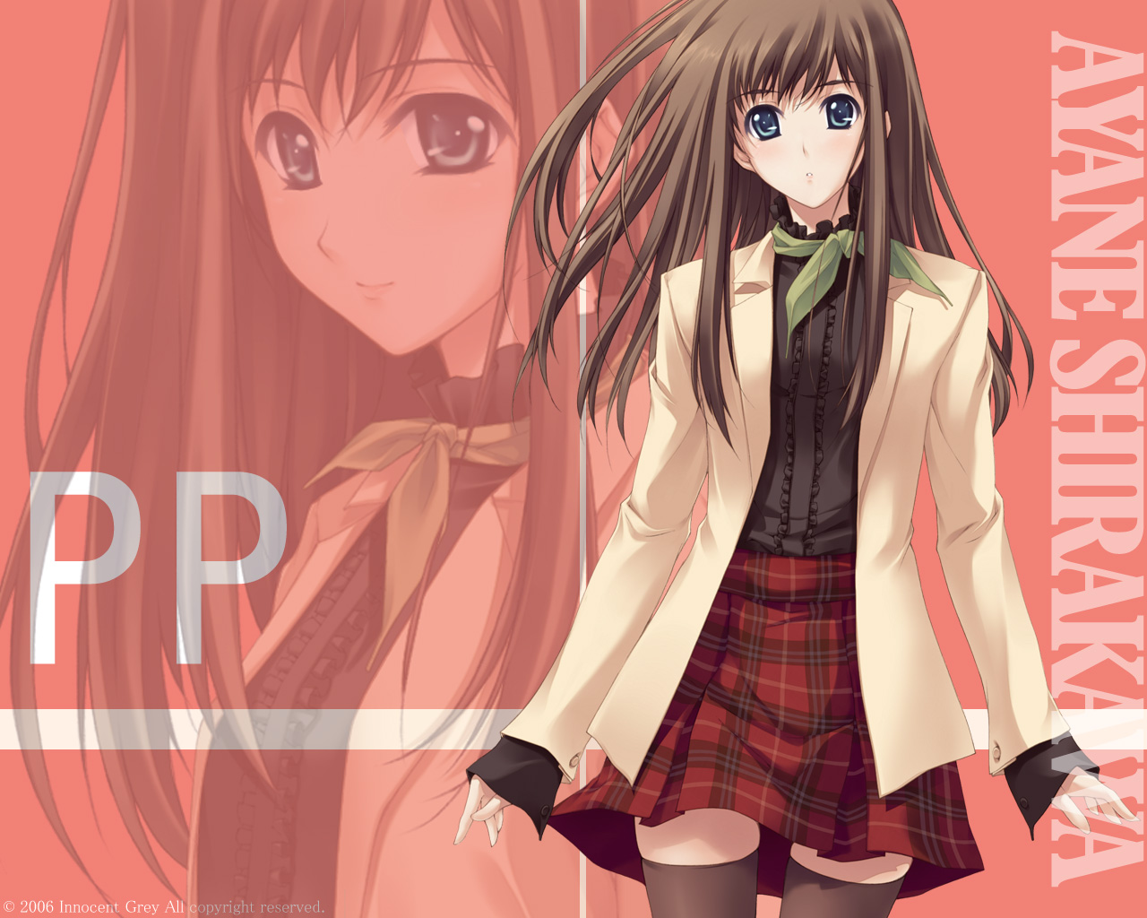 blue_eyes, brown_hair, game_cg, pianissimo, scarf, shirakawa_ayane, thighhighs, watermark