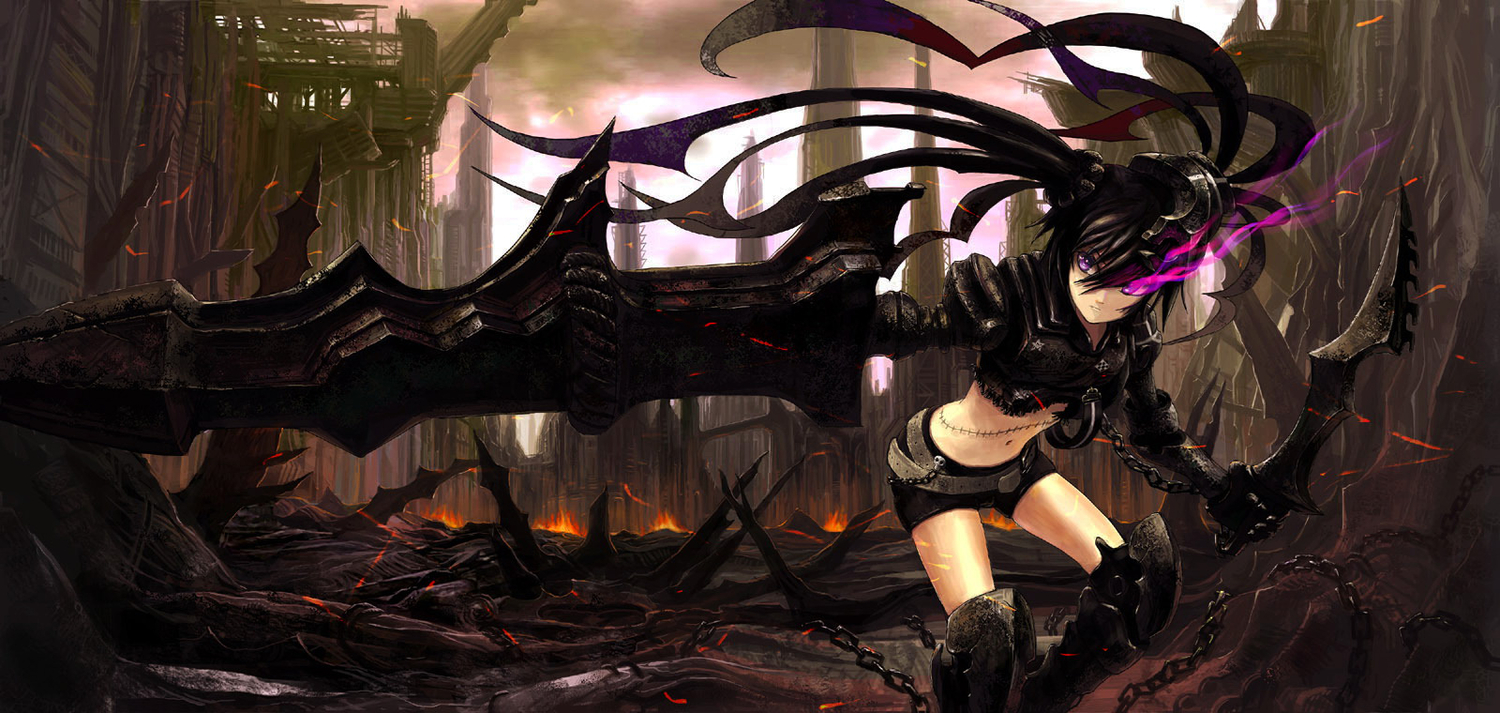 black_rock_shooter, denki, insane_black_rock_shooter, kuroi_mato, scar