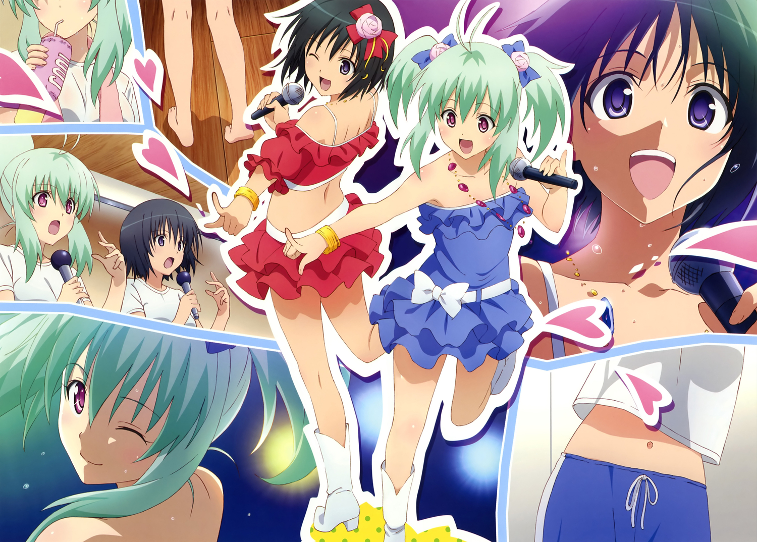 2girls, kirisaki_kyouko, microphone, run_elsie_jewelria, to_love_ru