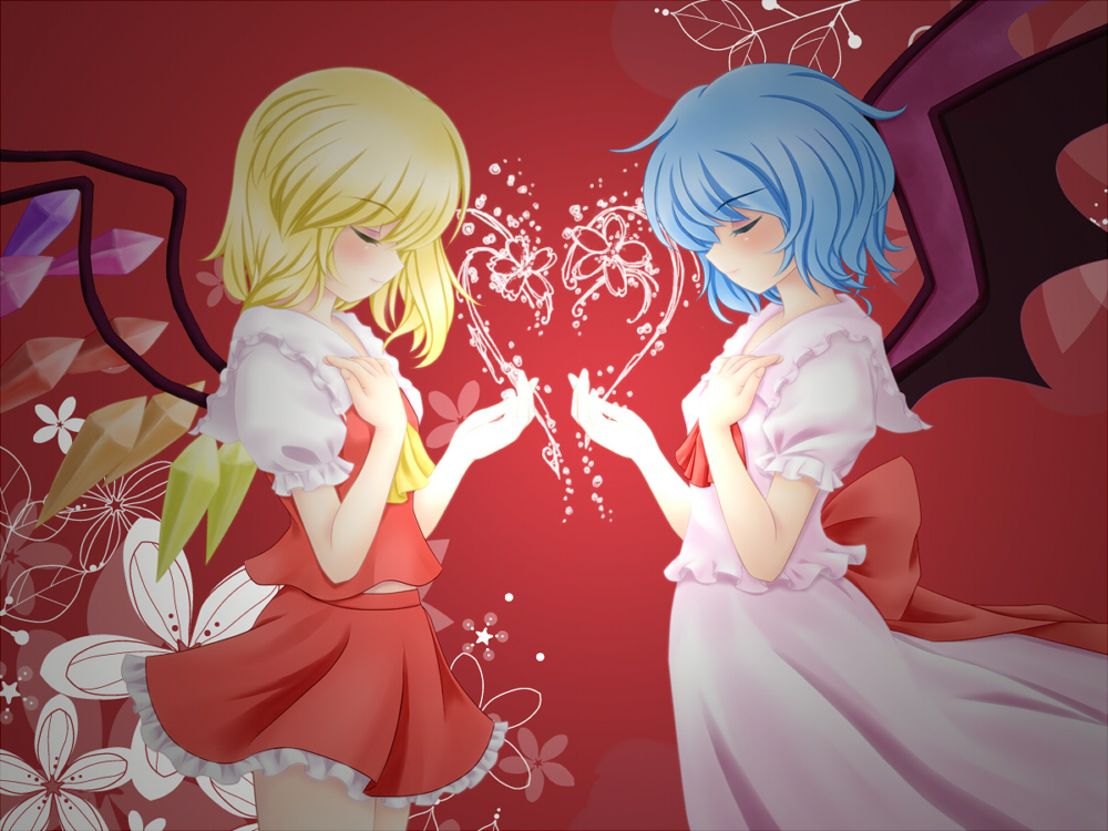 2girls, flandre_scarlet, nekokotei, remilia_scarlet, touhou, vampire