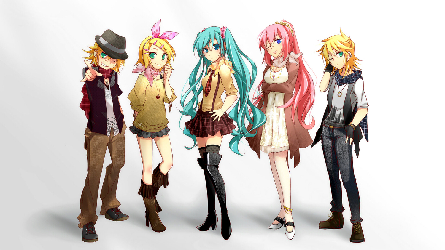 group, haru_aki, hatsune_miku, kagamine_len, kagamine_rin, male, megurine_luka, vocaloid