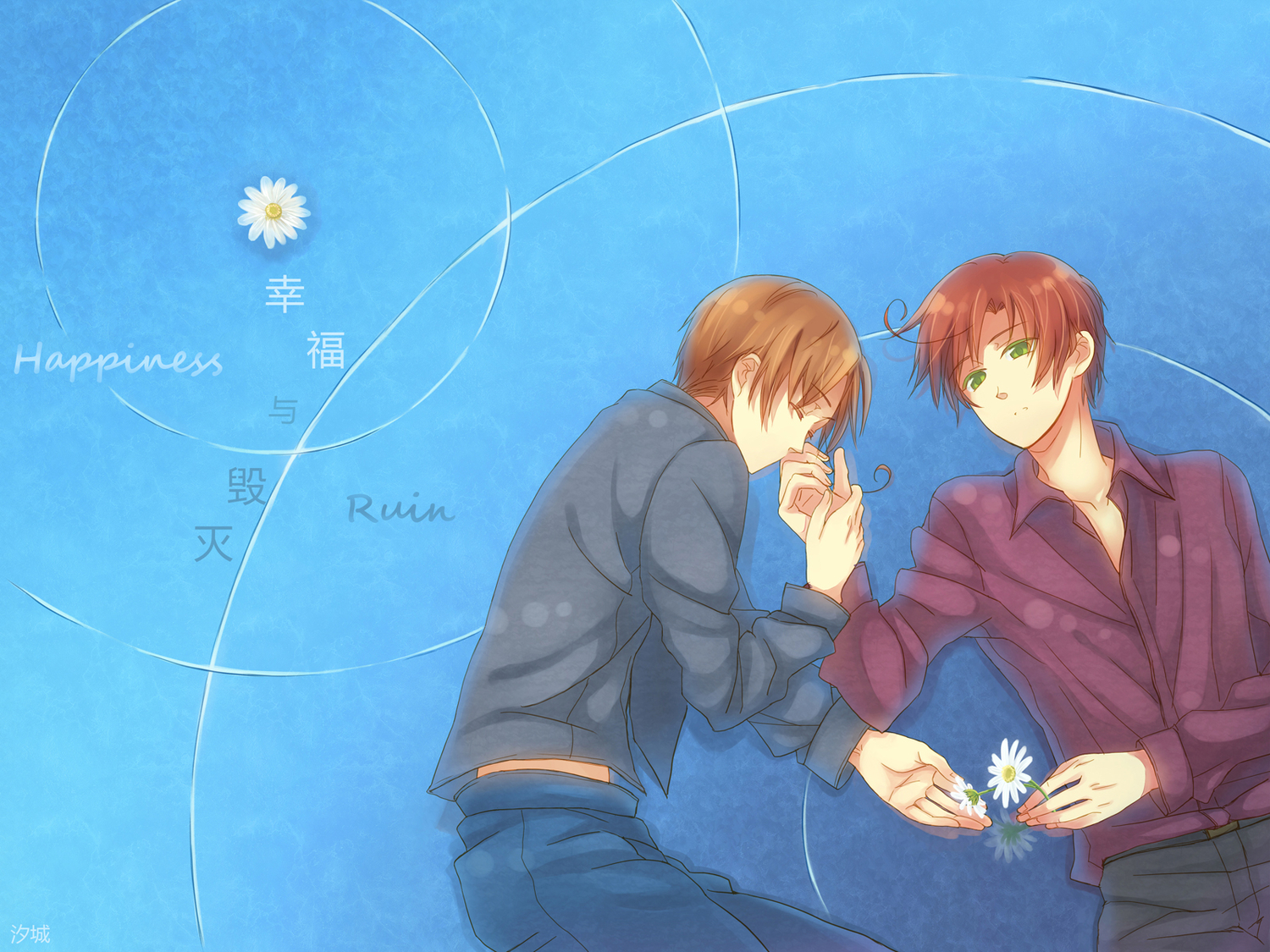 all_male, anthropomorphism, axis_powers_hetalia, italy_(hetalia), male, shounen_ai, southern_italy_(hetalia)