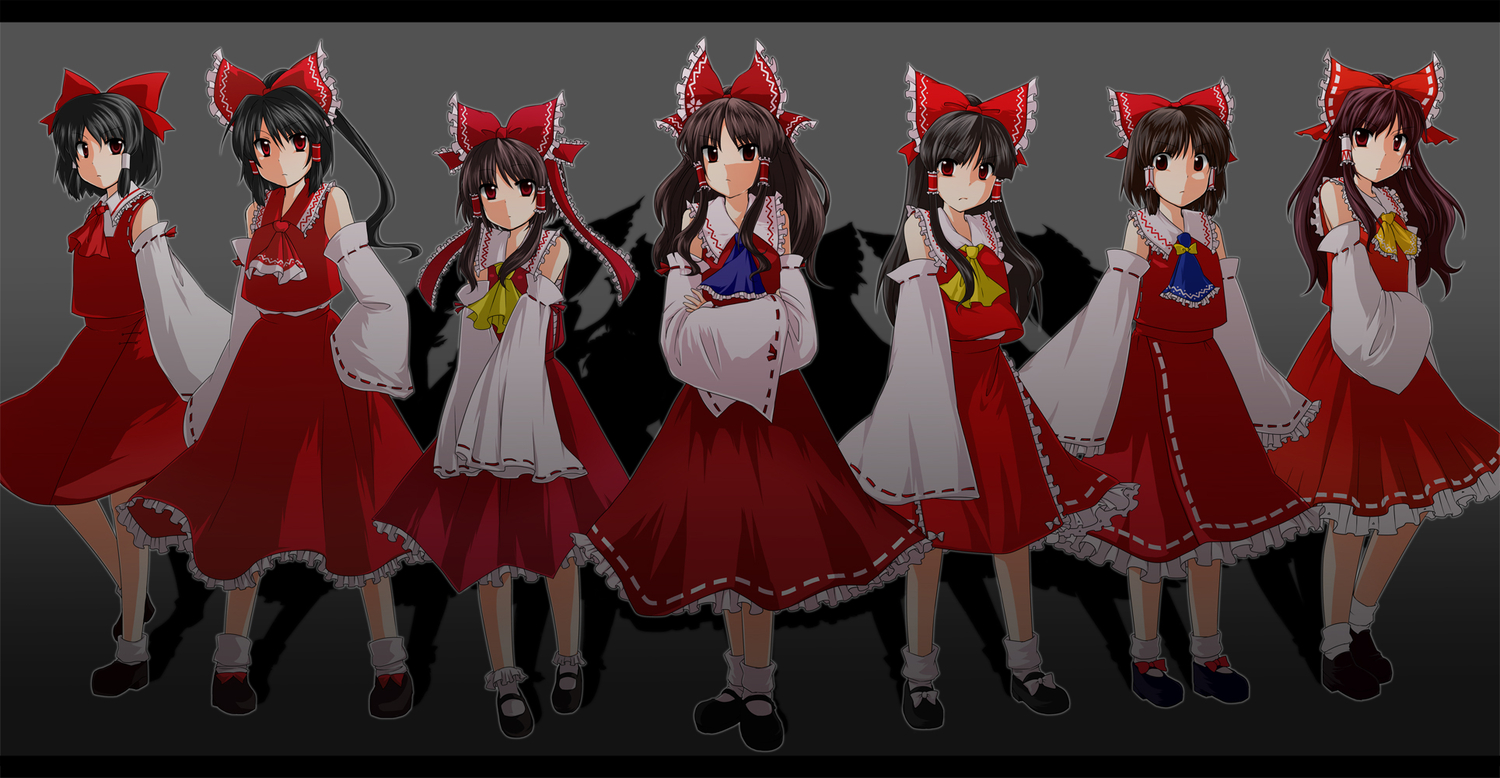 bow, dark, dress, hakurei_reimu, japanese_clothes, miko, monrooru, touhou