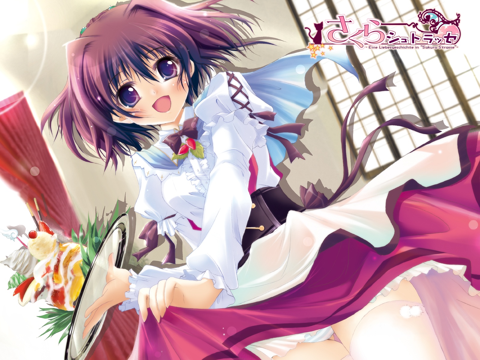 food, izumi_tsubasu, panties, sakura_strasse, satomura_karin, thighhighs, underwear, waitress