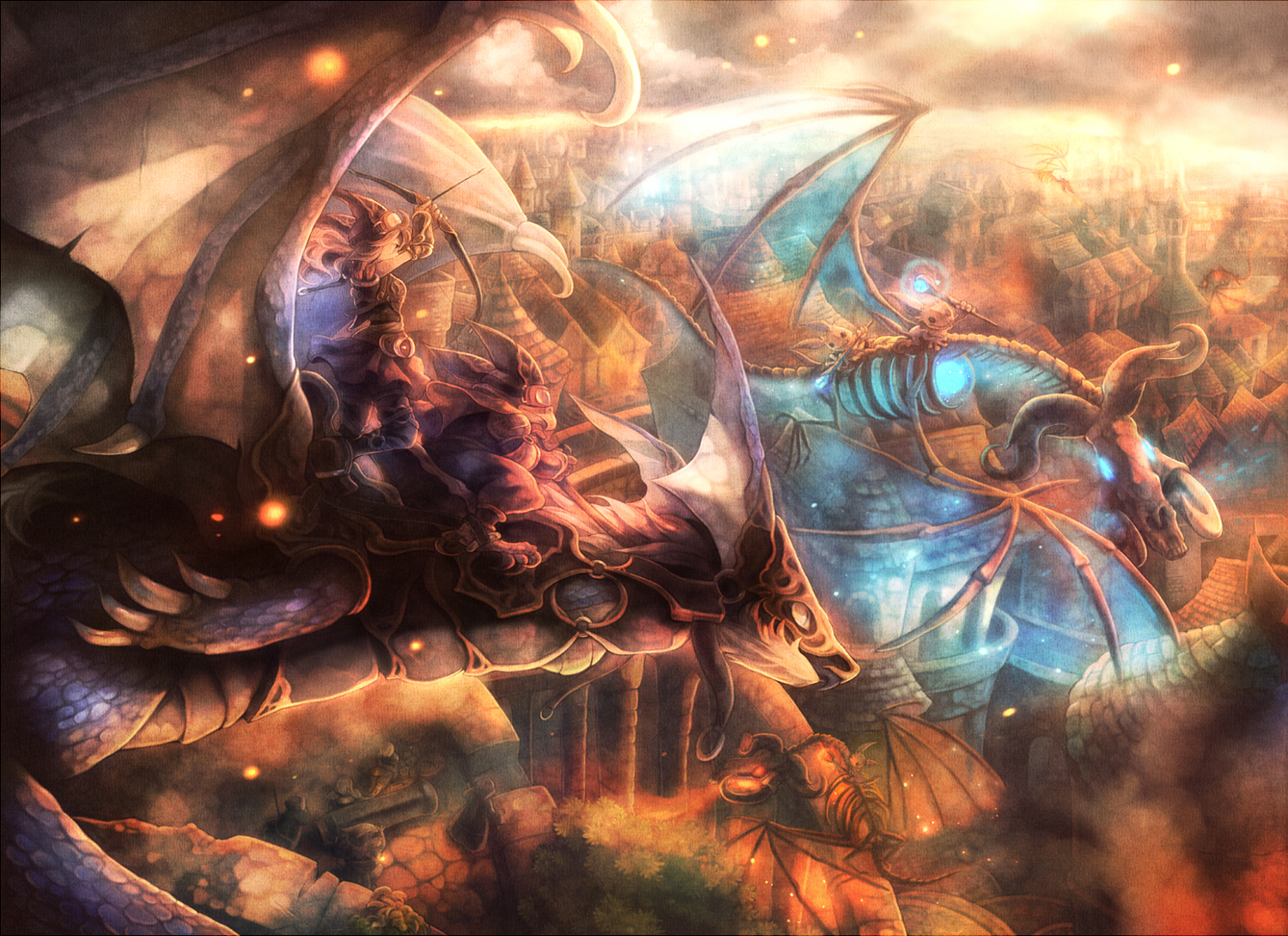 bow_(weapon), dragon, goggles, original, sui_(petit_comet), weapon, wings
