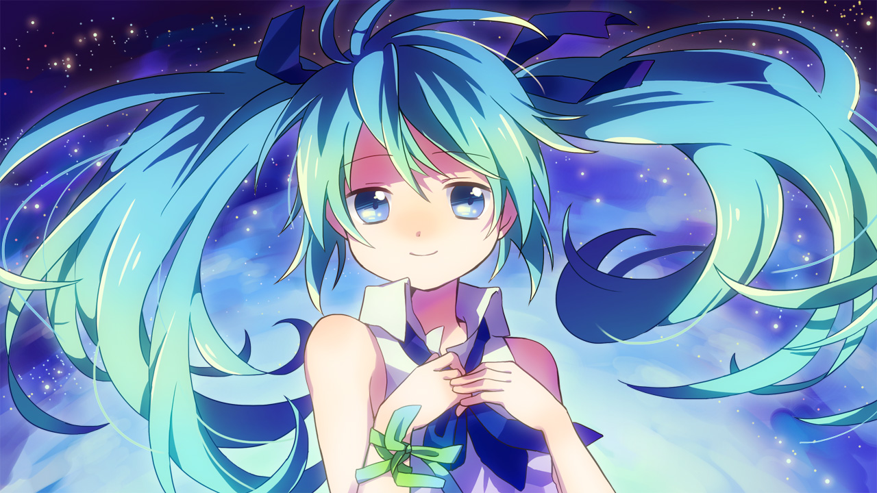 aqua_hair, close, hatsune_miku, sakuro, space, twintails, vocaloid
