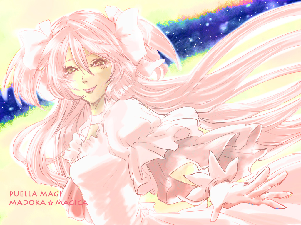 dress, kaname_madoka, long_hair, mahou_shoujo_madoka_magica, pink_hair, sun_(artist), twintails, ultimate_madoka