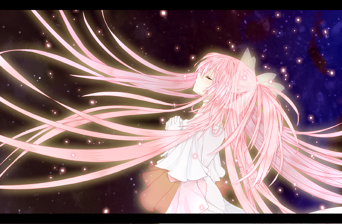 bow, dress, kaname_madoka, long_hair, mahou_shoujo_madoka_magica, mirakuruone, pink_hair, ultimate_madoka