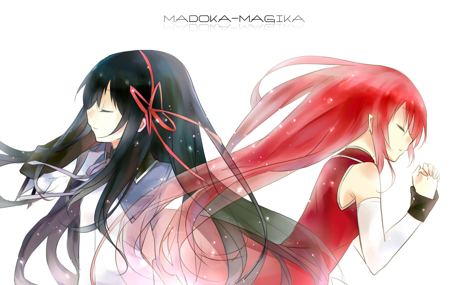 2girls, akemi_homura, enoki_shiki, mahou_shoujo_madoka_magica, red_hair, sakura_kyouko, white