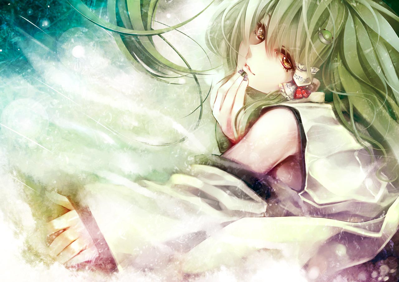 green_hair, japanese_clothes, kochiya_sanae, miko, serizawa_mutsuki, touhou