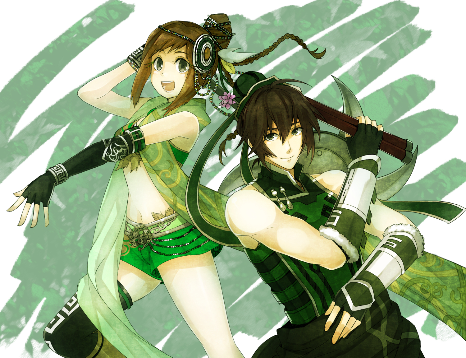 agi, bao_sannianag, brown_hair, green_eyes, guan_suo, shin_sangoku_musou