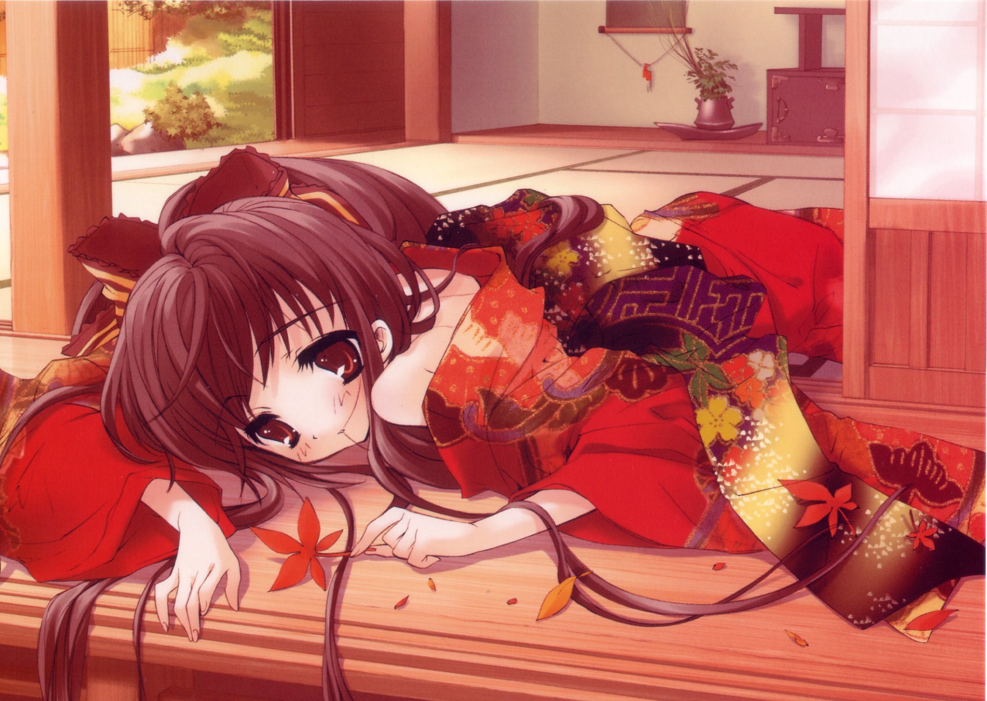 itou_noiji, japanese_clothes, jpeg_artifacts, kimono, komorebi_ni_yureru_tamashii_no_koe, scan
