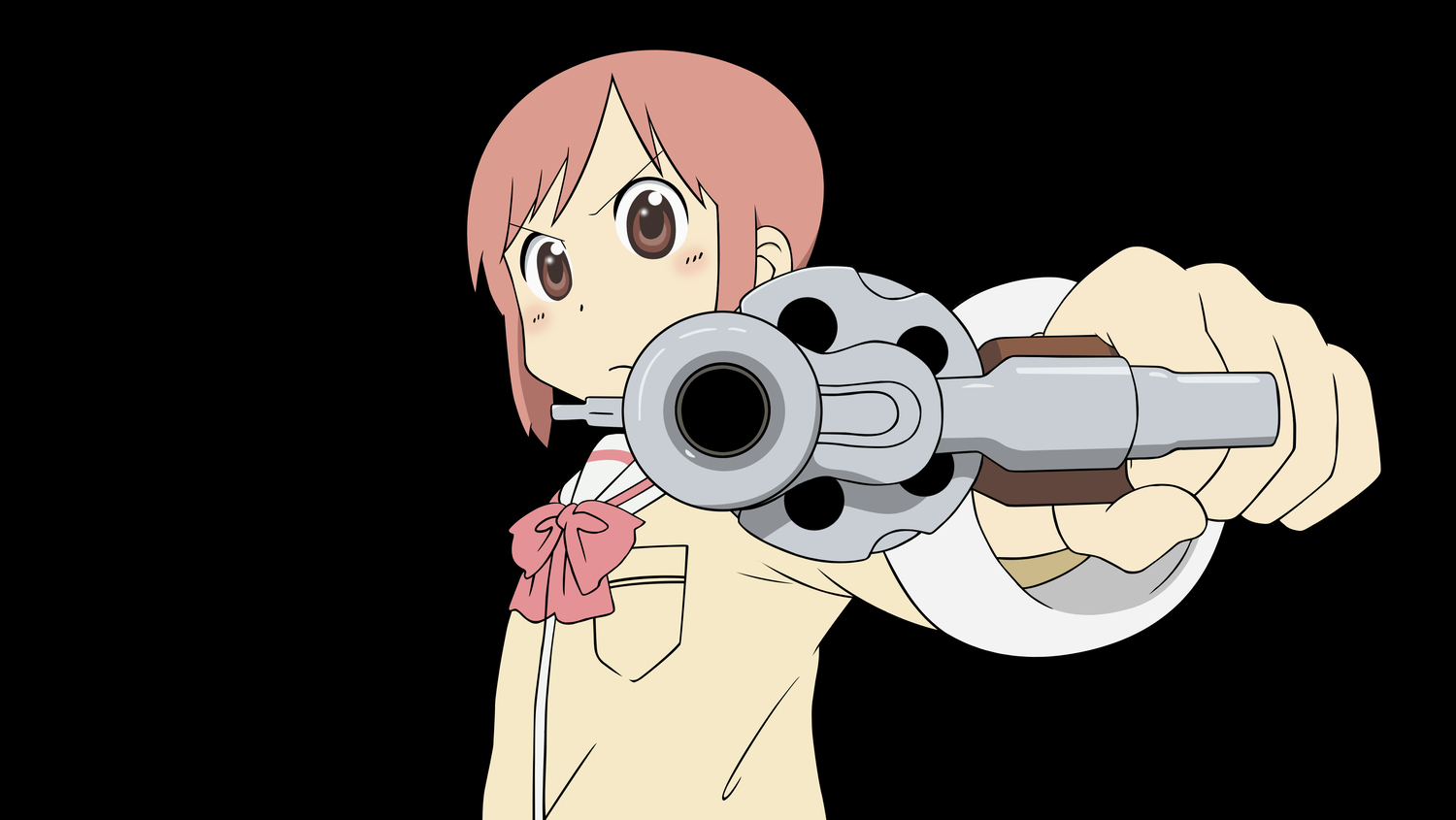 gun, nichijou, pink_hair, tachibana_misato, vector, weapon