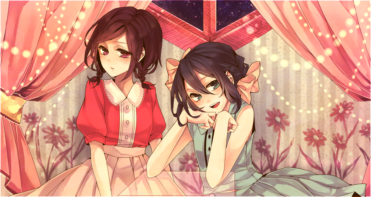 dress, green_eyes, makita_moyushi, pink_eyes, twintails, yamiguchi_houko, yukariki_ichihime, zaregoto_series