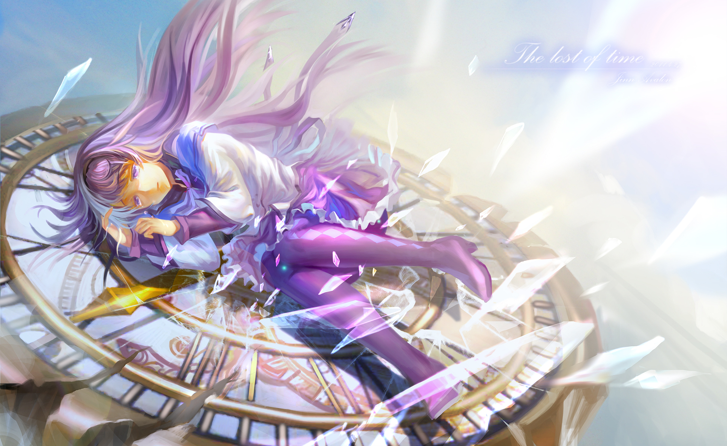 akemi_homura, boots, crying, long_hair, mahou_shoujo_madoka_magica, pantyhose, purple_eyes, purple_hair
