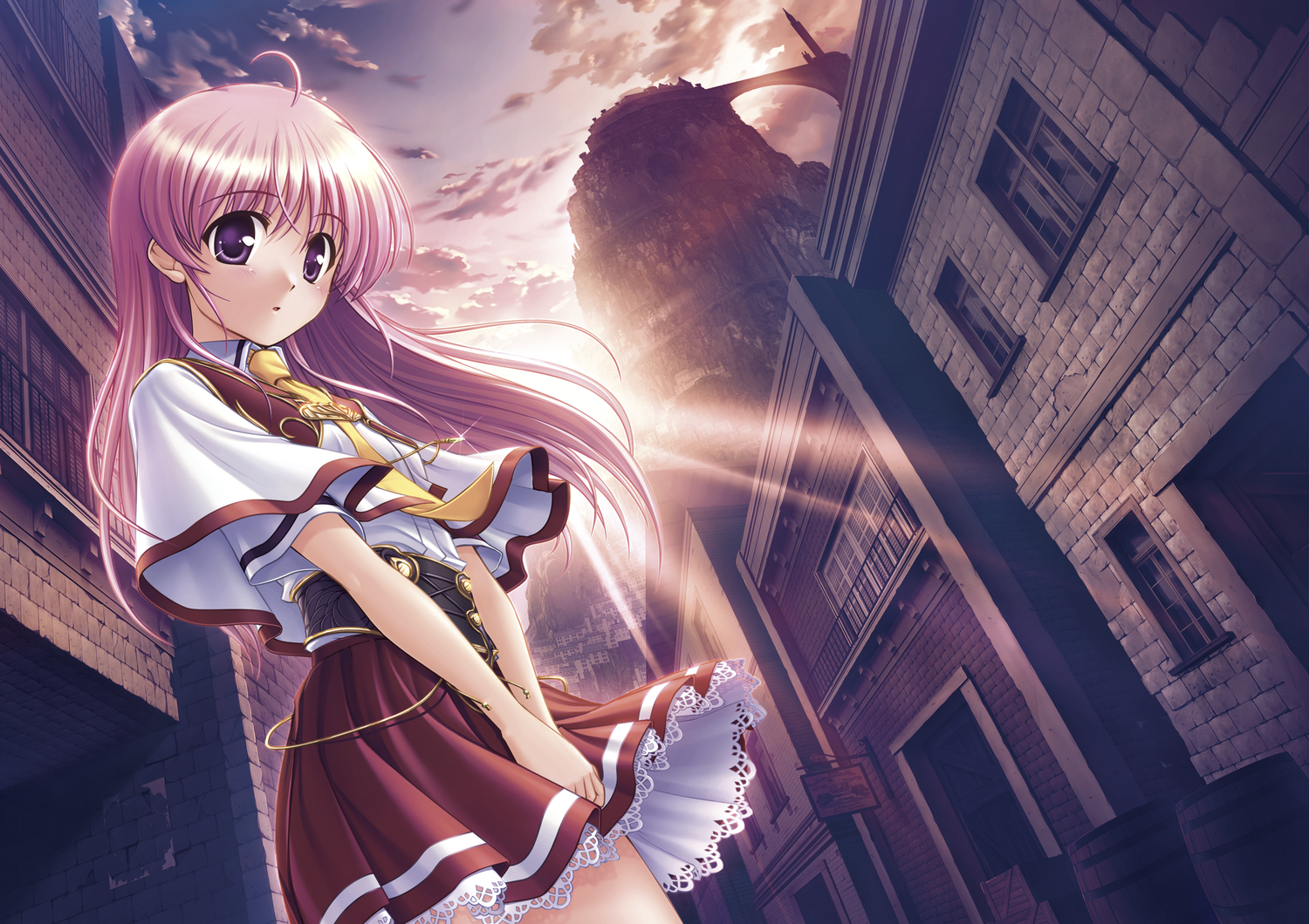aiyoku_no_eustia, bekkankou, eustia_astraea, pink_hair, purple_eyes, school_uniform