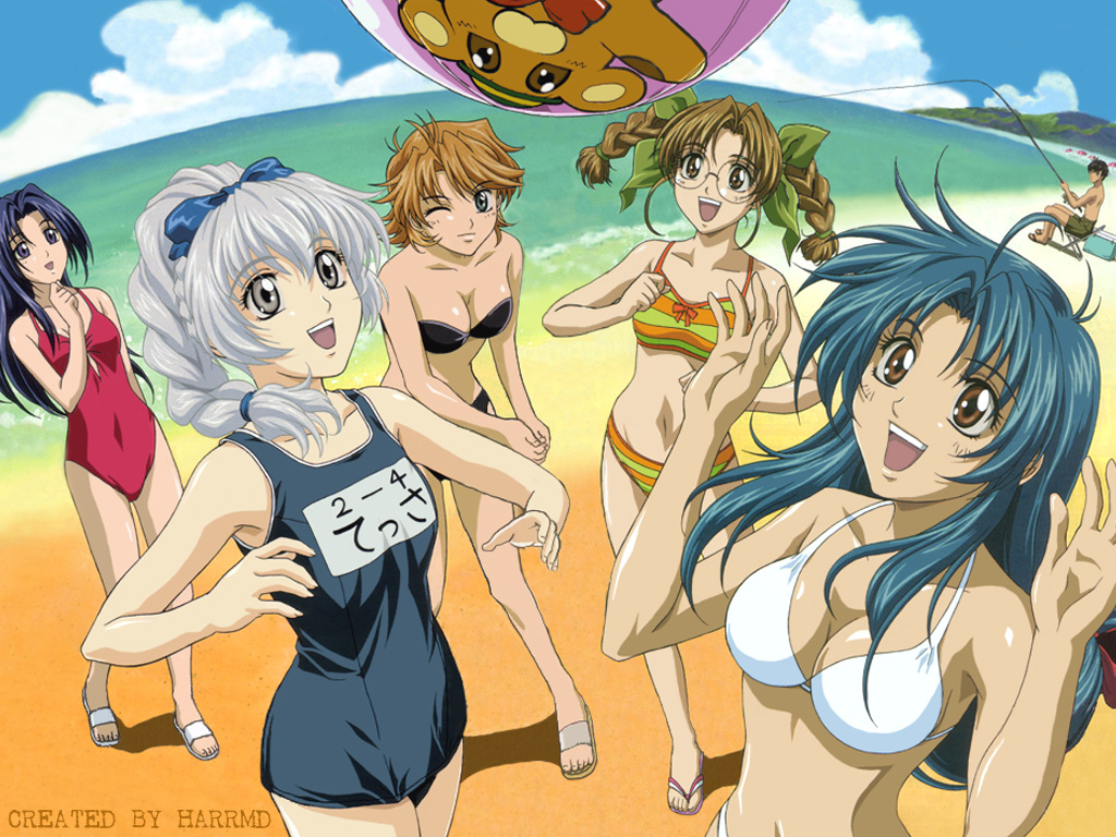 bonta-kun, chidori_kaname, full_metal_panic, inaba_mizuki, mikihara_ren, sagara_sousuke, swimsuit, teletha_testarossa