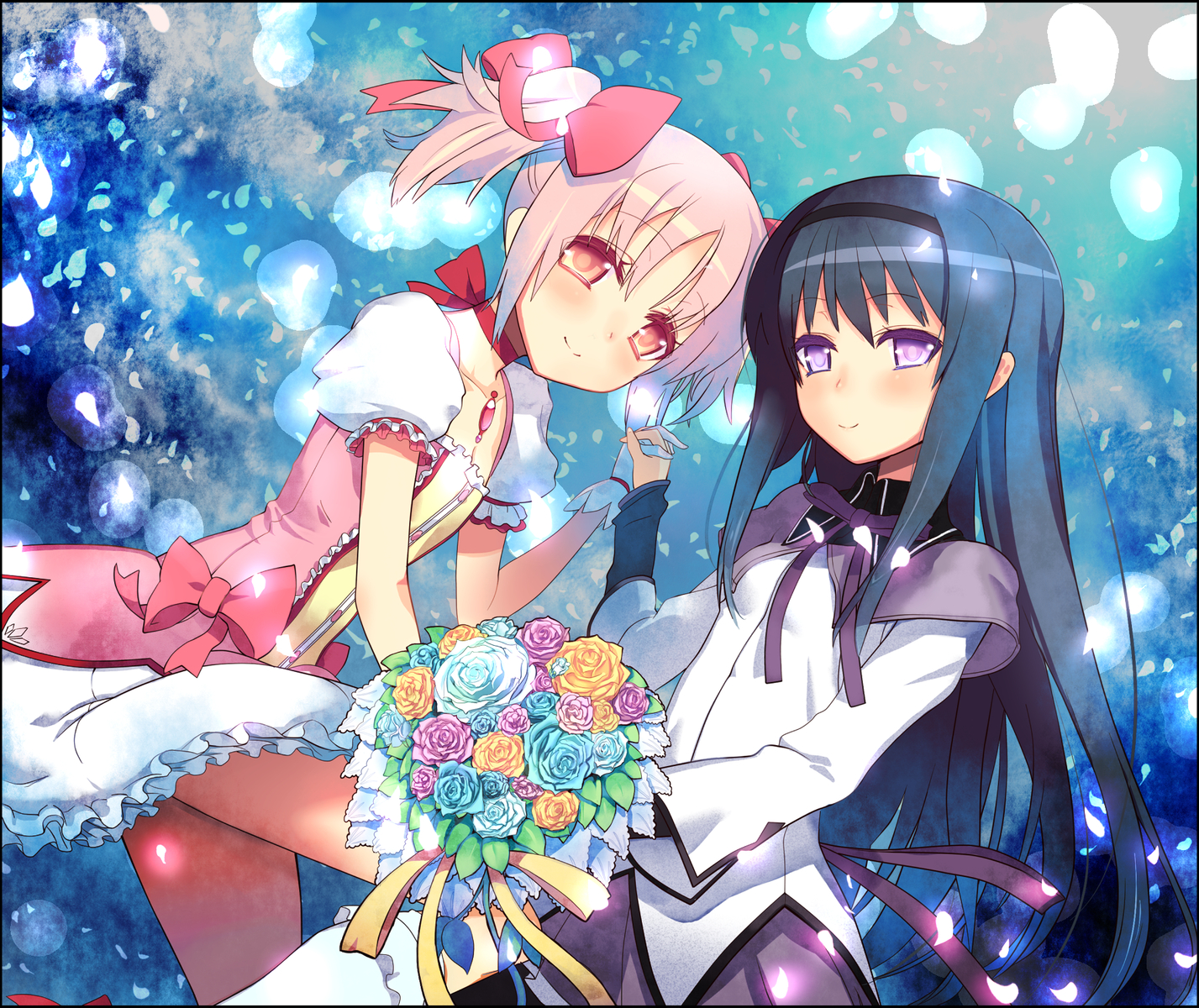 akemi_homura, kaname_madoka, mahou_shoujo_madoka_magica, makaroni