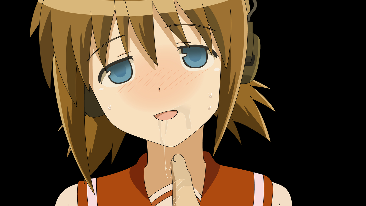 aoyagi_kanna, blue_eyes, blush, brown_hair, headphones, koe_de_oshigoto, school_uniform, vector