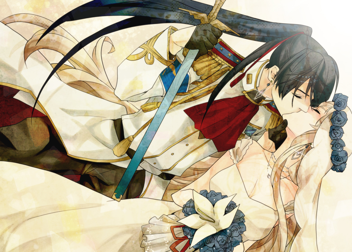 dress, flowers, hanazawa, kiss, macross, macross_frontier, male, saotome_alto