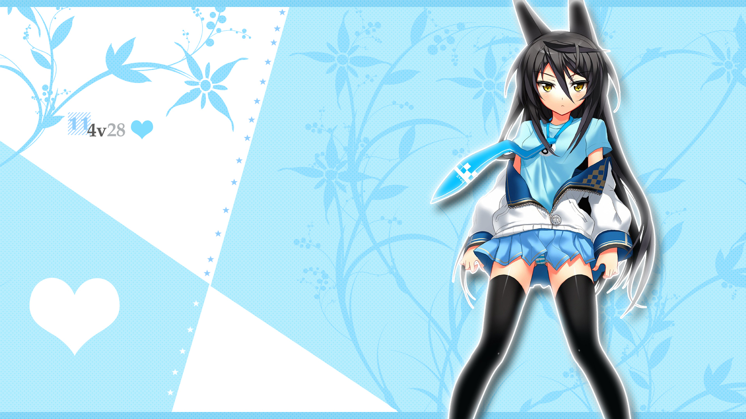 animal_ears, ch@r, necro-san, original, panties, striped_panties, thighhighs, third-party_edit