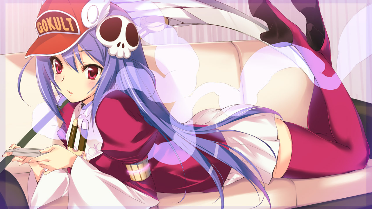 blue_hair, haqua_du_lot_herminium, hat, kami_nomi_zo_shiru_sekai, kawata_hisashi, red_eyes, scythe, thighhighs, weapon