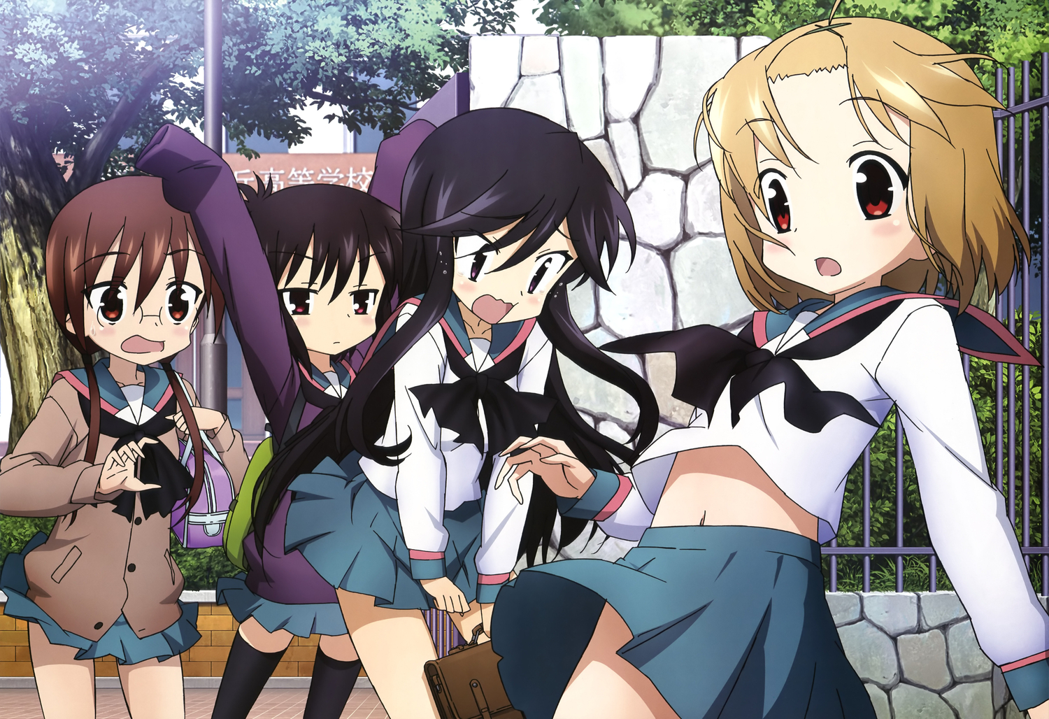a_channel, ichii_tooru, momoki_run, nishi_yuuko, nyantype, scan, school_uniform, tennoji_nagisa