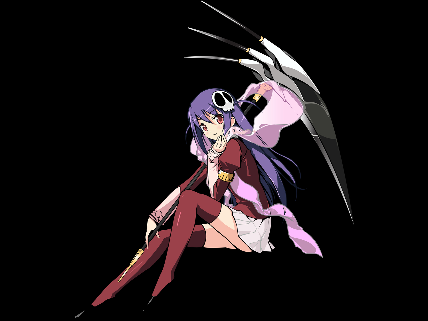 haqua_du_lot_herminium, kami_nomi_zo_shiru_sekai, purple_hair, scythe, thighhighs, transparent, vector, weapon