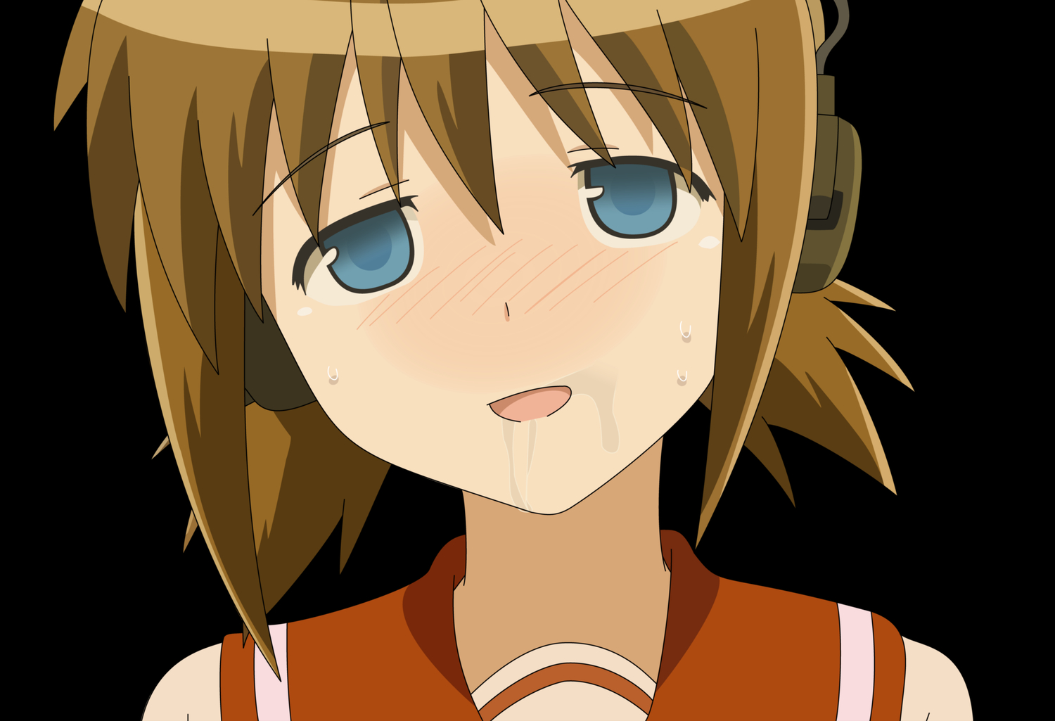 aoyagi_kanna, blue_eyes, blush, brown_hair, headphones, koe_de_oshigoto, school_uniform, vector