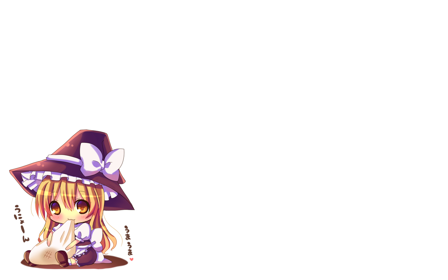 blonde_hair, blush, cat_smile, chibi, food, hina_hina, kirisame_marisa, long_hair
