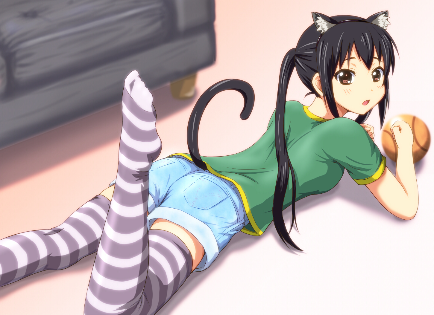 animal_ears, black_hair, brown_eyes, diesel-turbo, headband, k-on!, long_hair, nakano_azusa