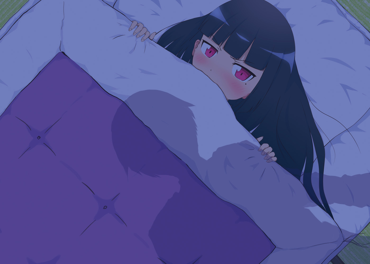 bed, black_hair, blush, gokou_ruri, kousaka_kyousuke, long_hair, male, ore_no_imouto_ga_konna_ni_kawaii_wake_ga_nai