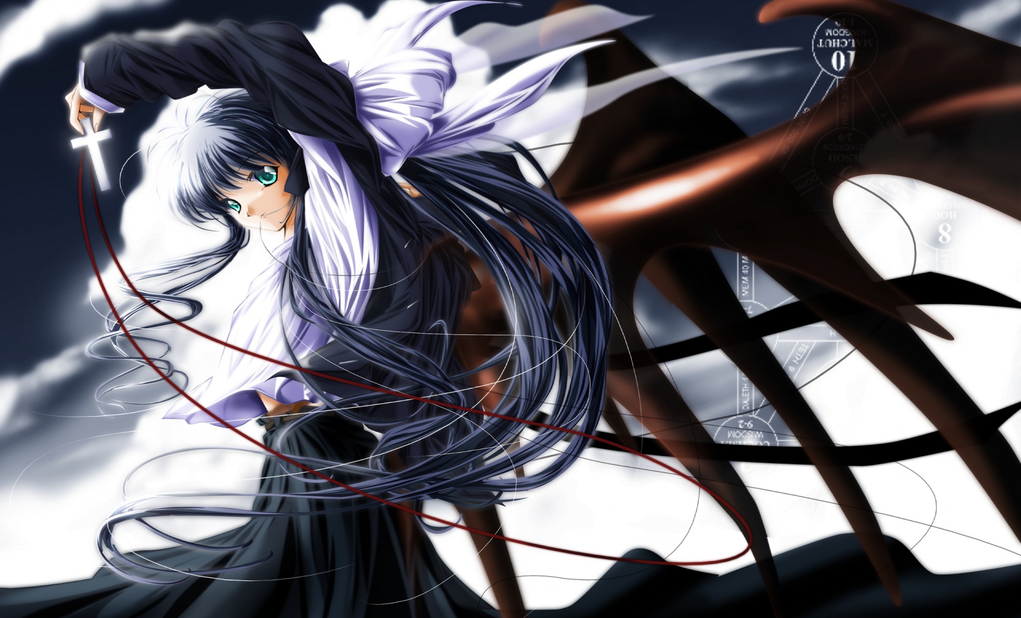 blue_eyes, cross, green_eyes, kanon, kawasumi_mai, long_hair, wings, yukirin