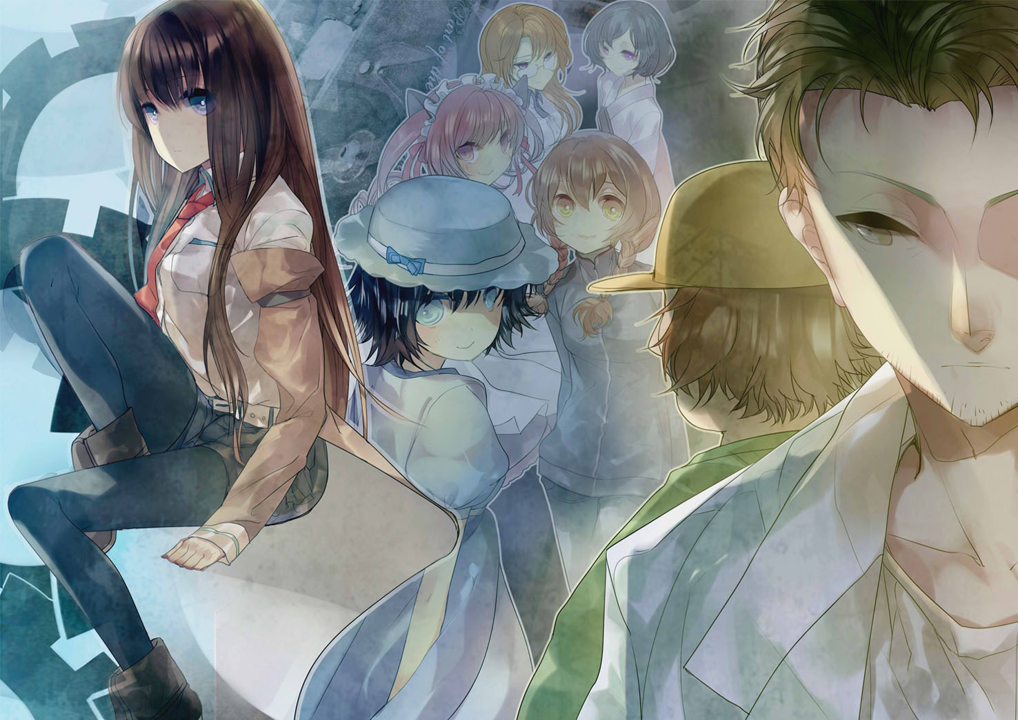 amane_suzuha, faris_nyannyan, hashida_itaru, kiryuu_moeka, makise_kurisu, male, nicohi, okabe_rintarou
