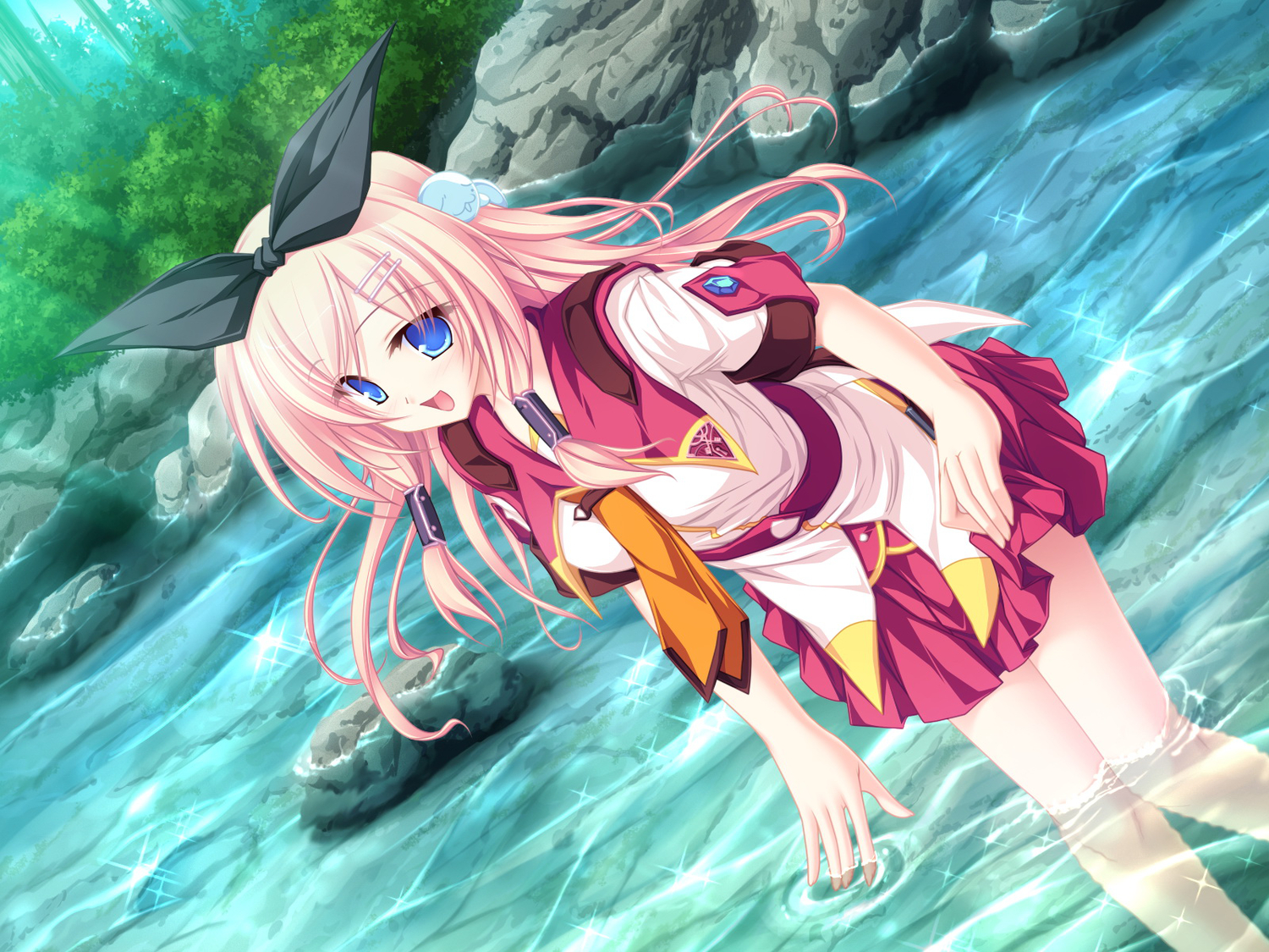 77, amane_ruru, blue_eyes, bow, game_cg, long_hair, pink_hair, school_uniform