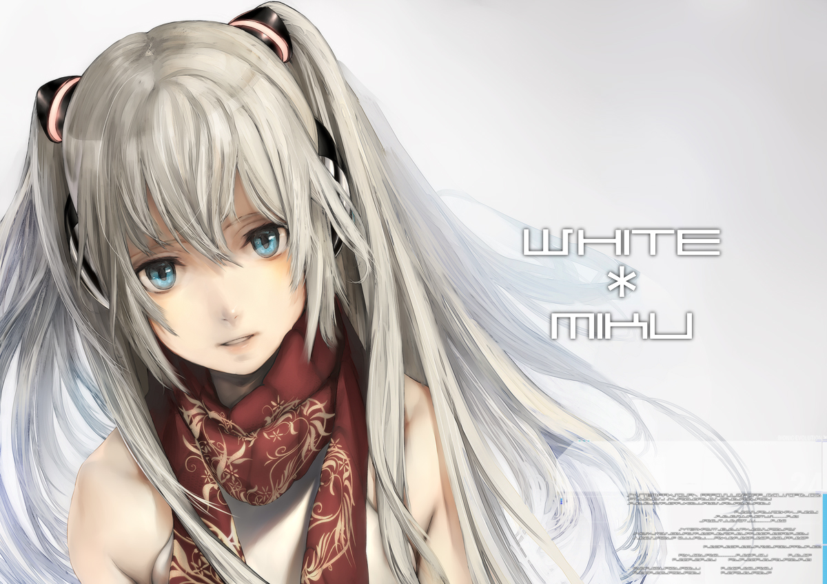 aqua_eyes, hatsune_miku, headphones, kazakami_yuu, long_hair, scarf, vocaloid