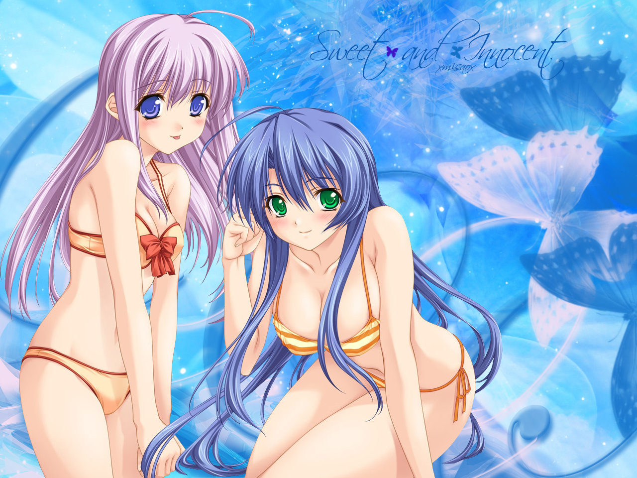 konoe_nanami, lamune, swimsuit, tomosaka_suzuka