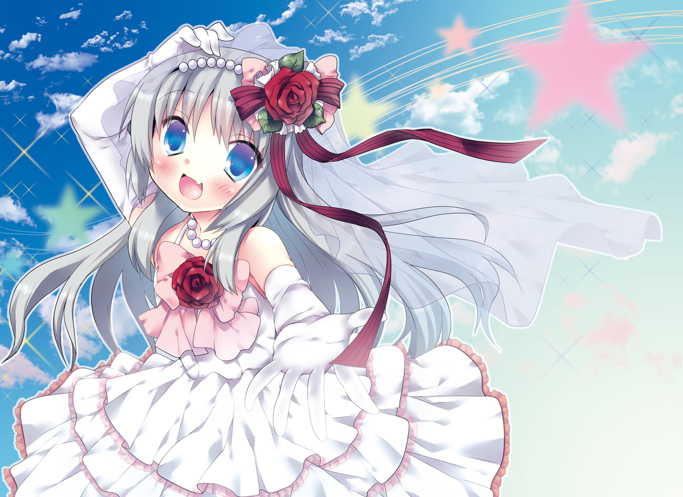 blue_eyes, clouds, dress, flowers, hano_(keepon_haruka), little_busters!, noumi_kudryavka, sky