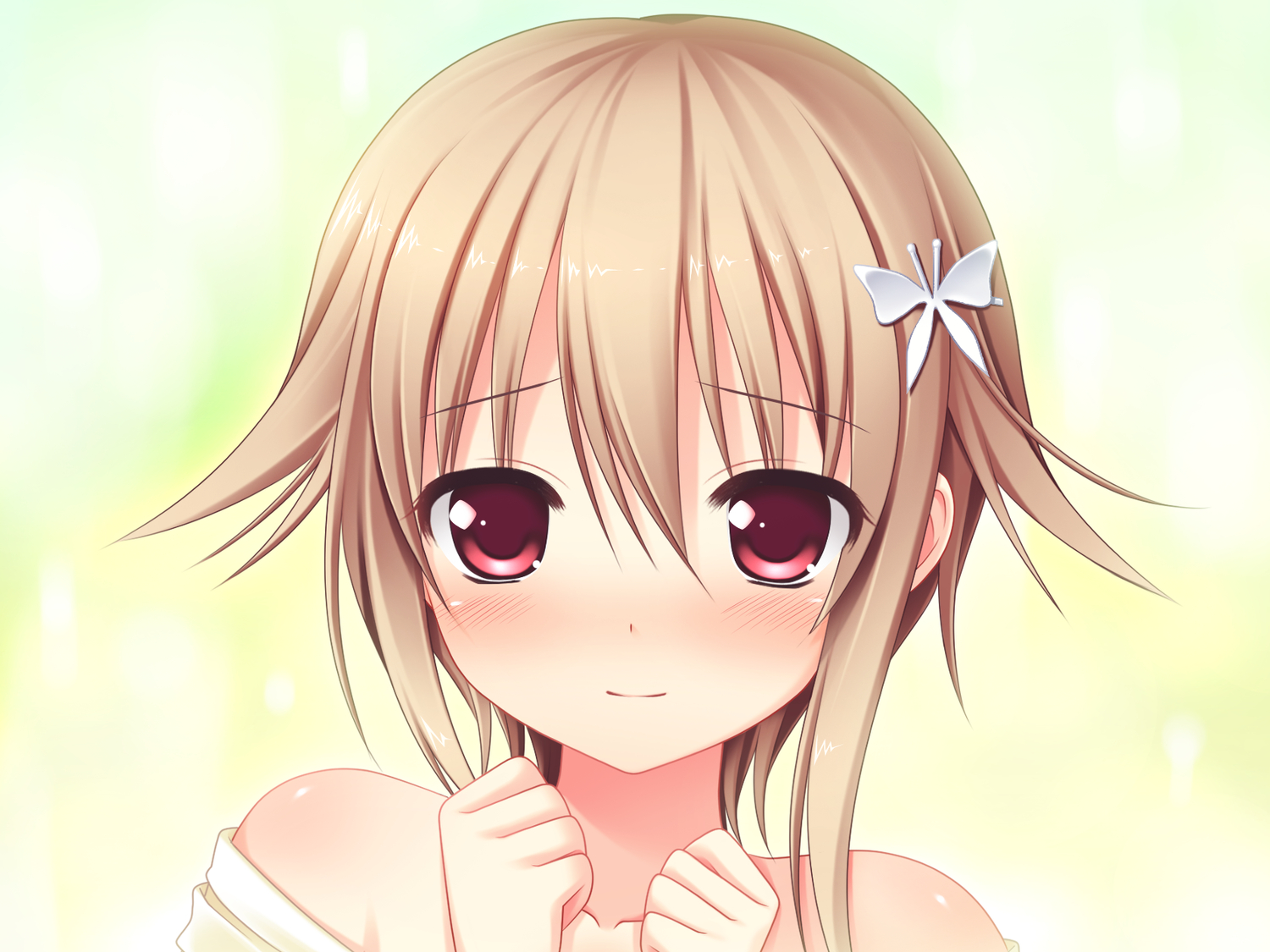 blush, brown_hair, close, game_cg, kamishima_kaede, makita_maki, mecha-con!, onomatope*, short_hair