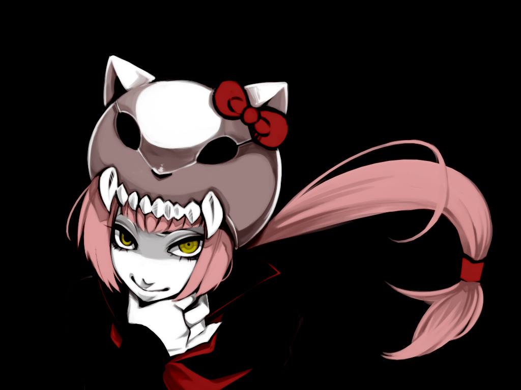 black, nekomura_iroha, pink_hair, vocaloid, yellow_eyes