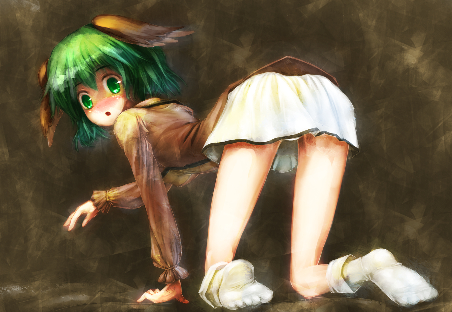 animal_ears, ass, danbo_(rock_clime), green_eyes, green_hair, kasodani_kyouko, touhou