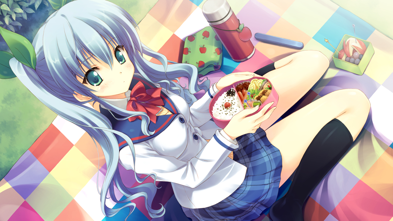 aoi_ringo, food, game_cg, green_eyes, hoshi_no_ouji-kun, qp:flapper, school_uniform, tagme_(artist), twintails