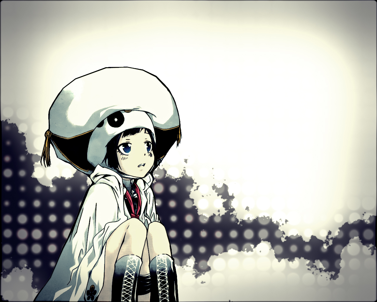 black_hair, blue_eyes, boots, cape, hat, katekyou_hitman_reborn, tattoo, yuni