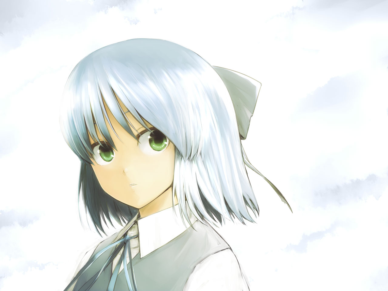 blue_hair, cirno, green_eyes, lefthand, touhou